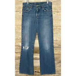 LUCKY BRAND BROKEN IN EASY RIDER DISTRESSED DUNGAREES SIZE 6 CASUAL DISTRESSED